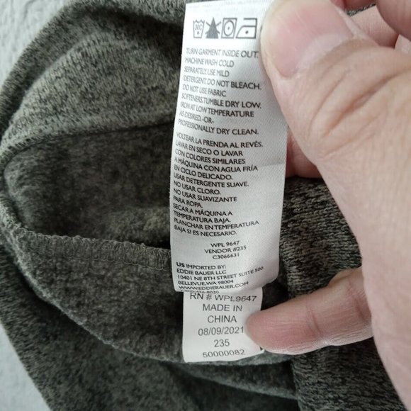 Eddie Bauer Sweater Mens XXL Gray Heather Knit Pullover Button Snap Fleece - Picture 7 of 9